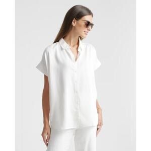 Quince White Vintage Wash TENCEL™ Oversized Camp Shirt XS Relaxed Fit NWT